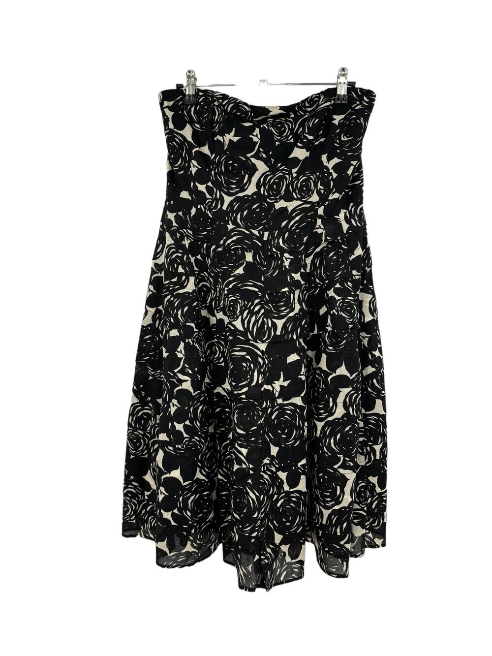 The Limited Event Dress Womens 6 Mini Floral Tiered Strapless Black White Party
